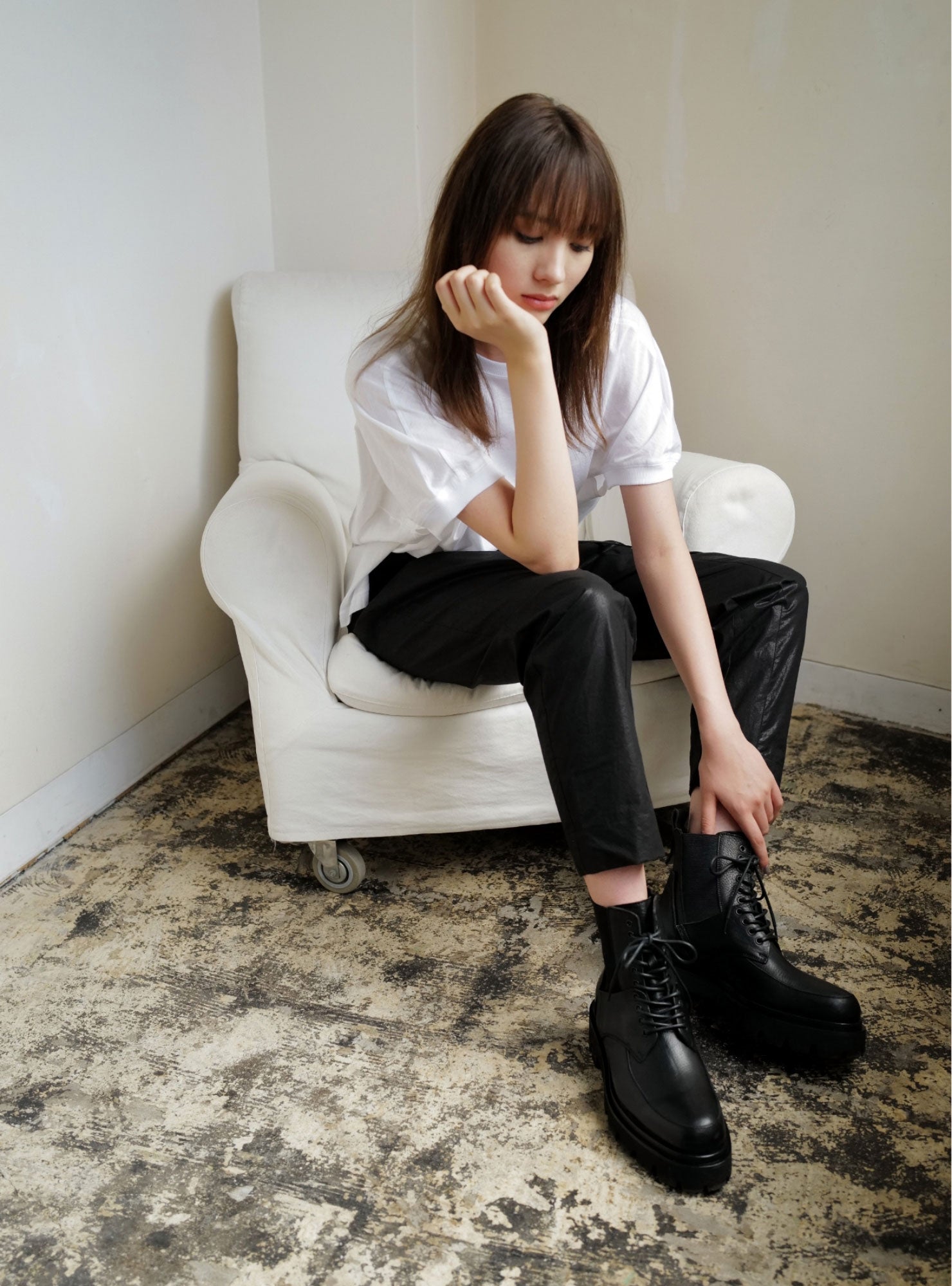 【Ladies】Side Gore Lace-Up Boots