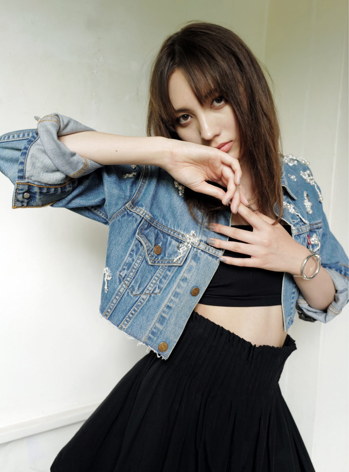 Bijou Denim Jacket【A】- Light Blue